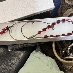 Chic Red and Silver Beaded Necklace